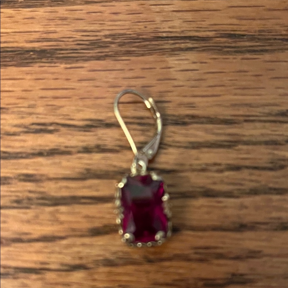 Vintage Red Crystal Leverback Earrings - Picture 2 of 4